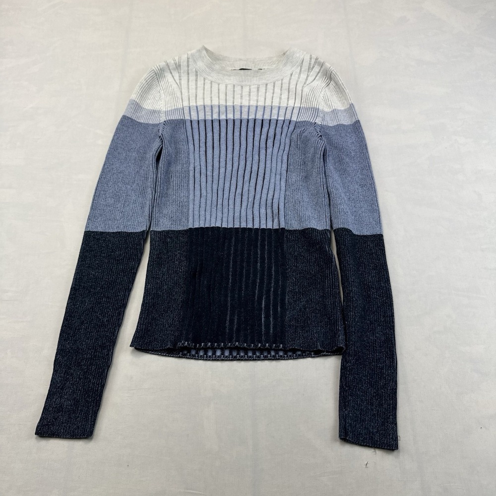 Banana Republic Womens S Colorblock Ribbed Sweater Blue Gray